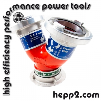 Hepp2 Booster zur Erweiterung des Abgangs der Tauchpumpe von einem auf zwei vier zoll Schläuche um die Pumpleistung zu erhöhen.